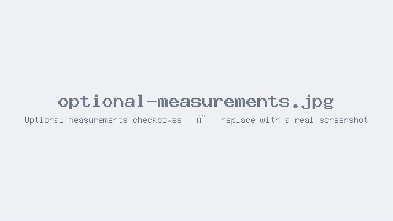 The Optional measurements checkboxes on the Install step